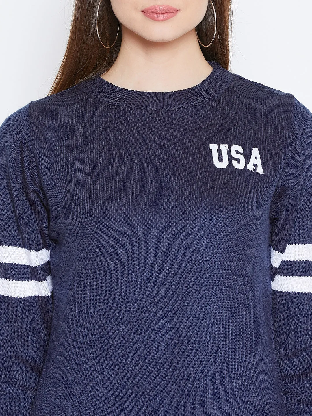 JUMP USA Women Navy Blue Solid Sweaters