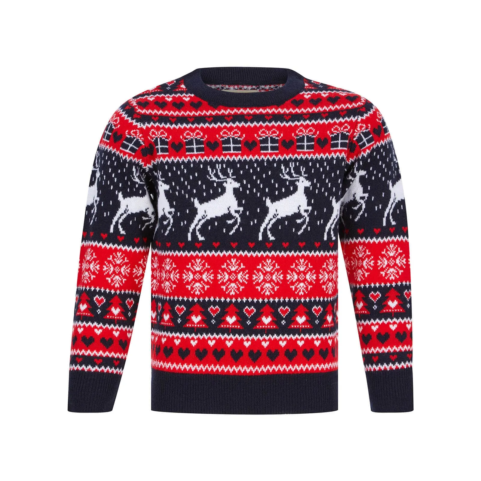 Kids Reindeer Traditional Pattern Christmas Jumper