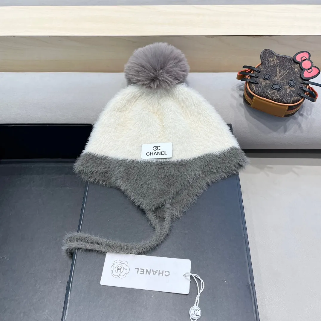 KNIT HAT IN WHITE MIX MOUSE GRAY WOOL 426269