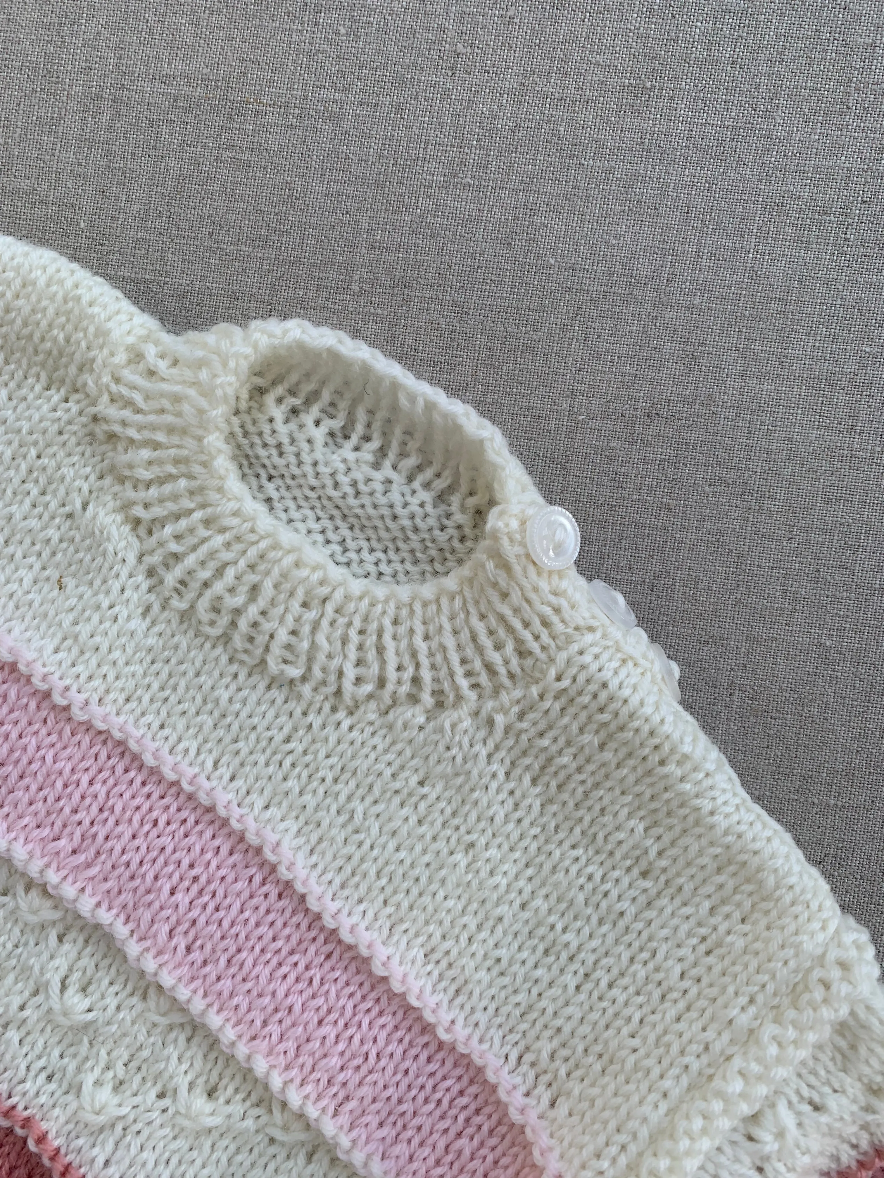 Knitted by Nana Tricolour Jumper Pink