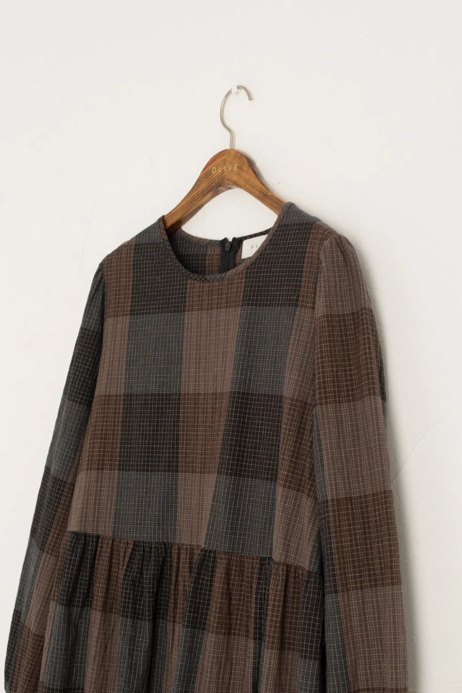 Kuni Check Dress, Black