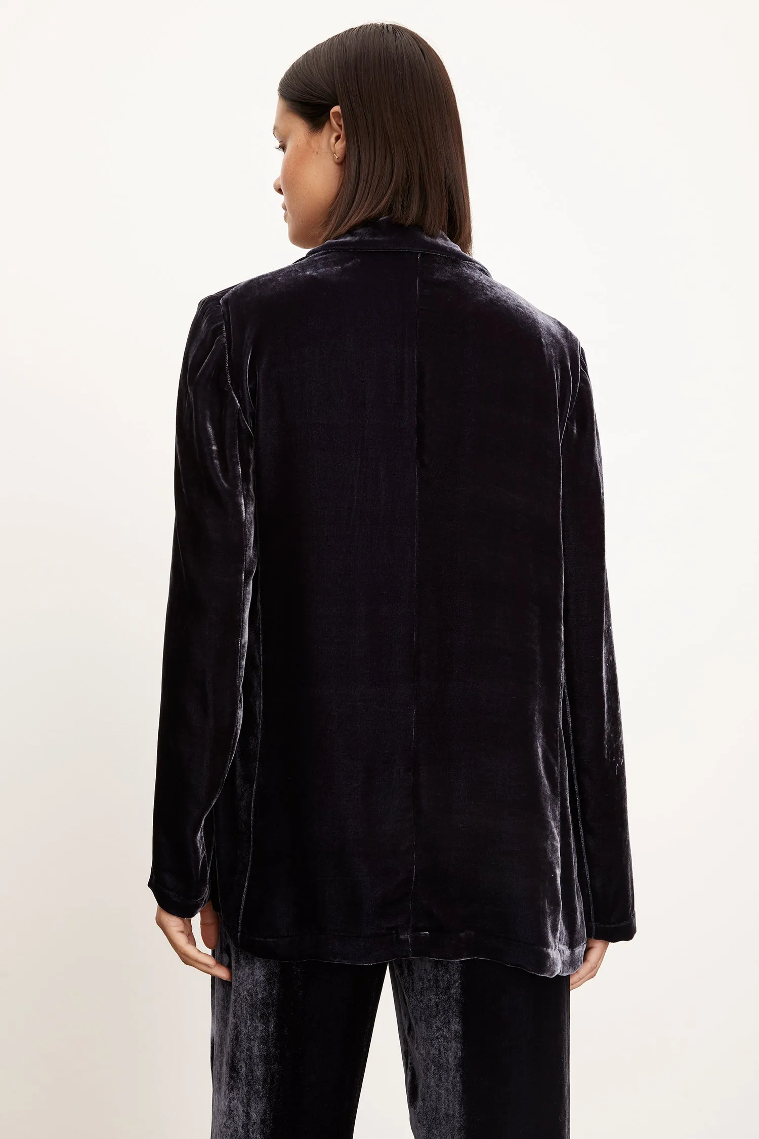 Kyla Navy Velvet Blazer Jacket