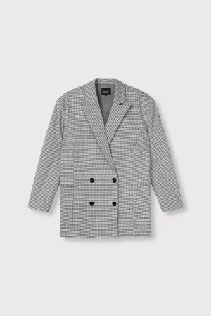 Ladeis Woven Mini Check Blazer - Zwart Dessin