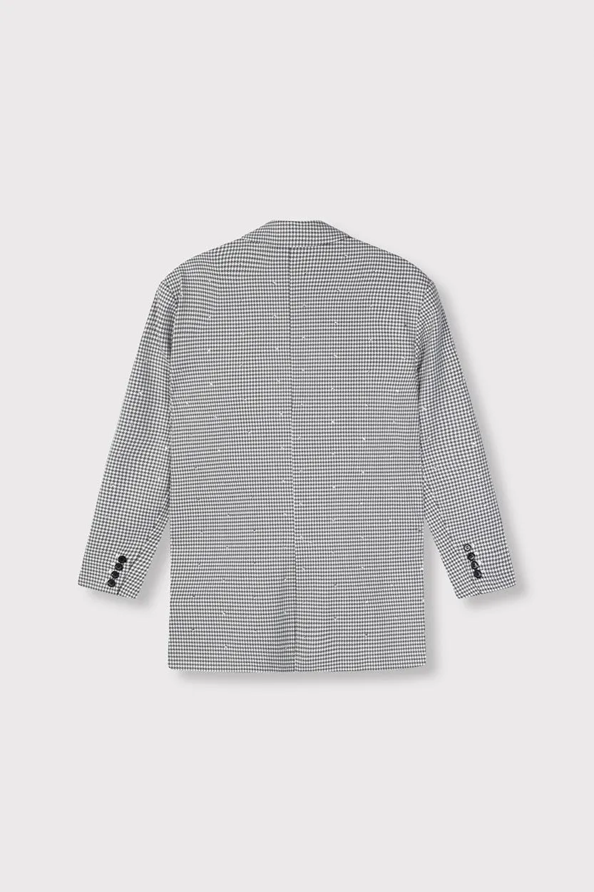 Ladeis Woven Mini Check Blazer - Zwart Dessin