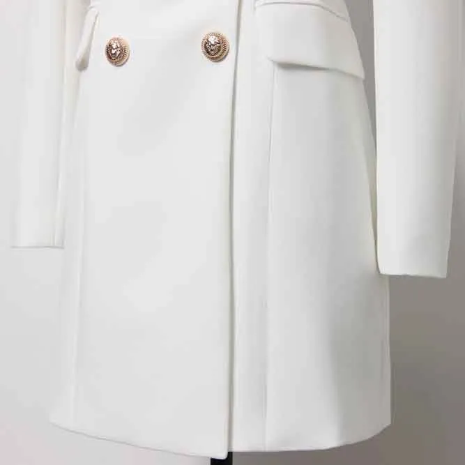 Ladies Belted Double Breasted Blazer Dress Long Sleeves Coat