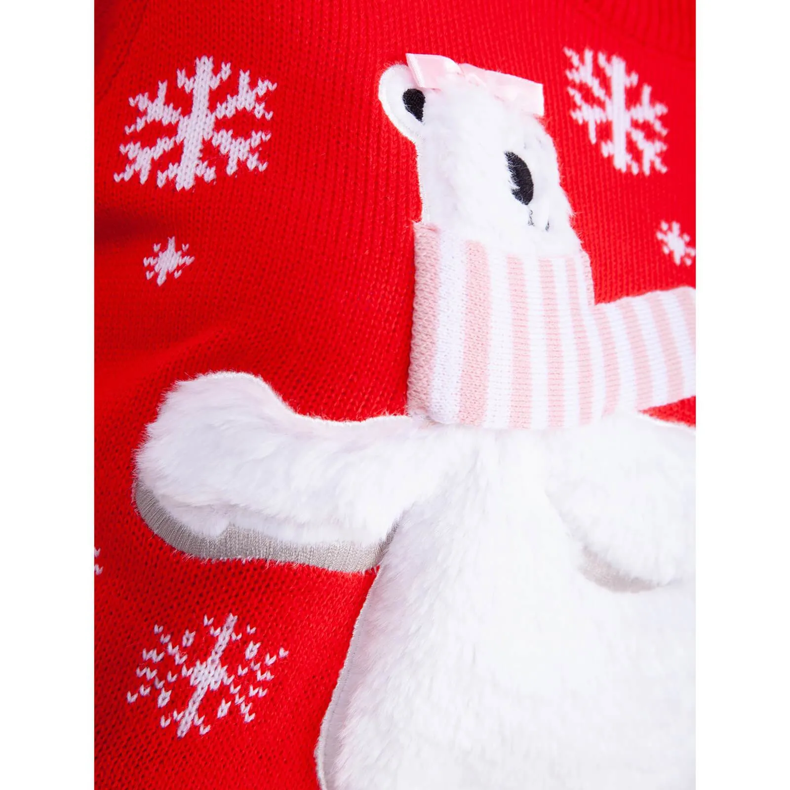 Ladies Christmas Jumper Polar Bear Ice Skating Red