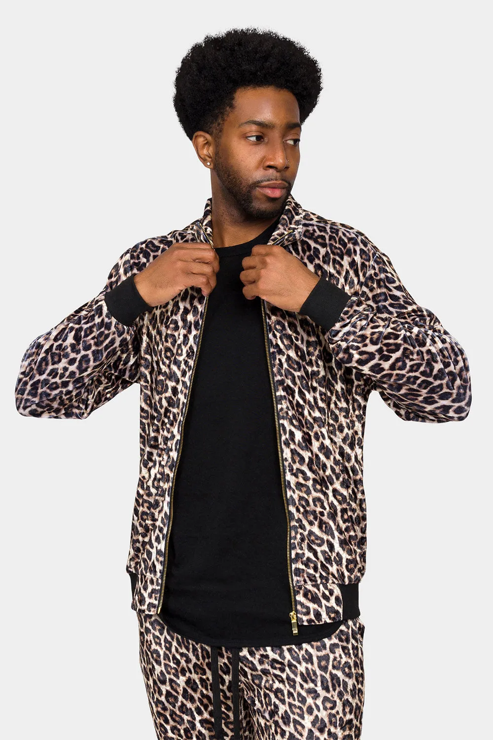 Leopard Velvet Velour Track Suit