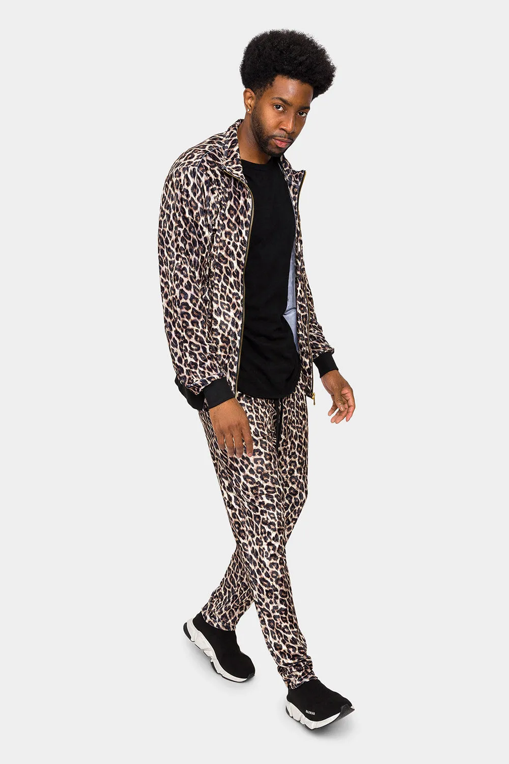 Leopard Velvet Velour Track Suit