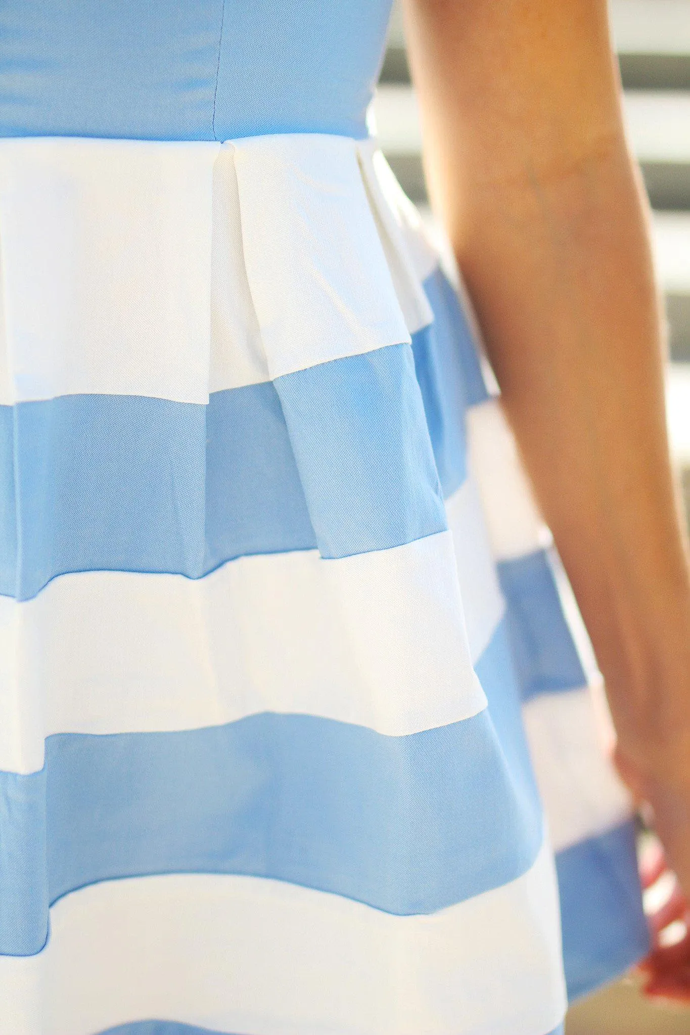 Light Blue Color Block Short Dress