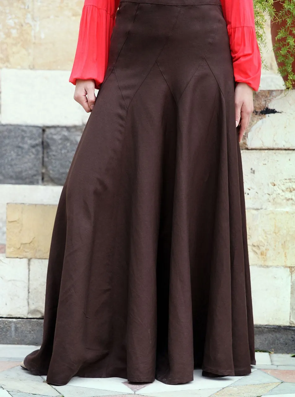 Linen Flared Panel Maxi Skirt