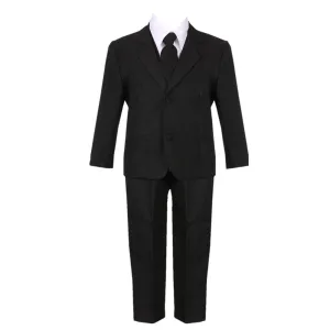 Little Boys Black 5 Piece Classic Vest Jacket Pants Special Occasion Suit 2-7