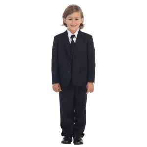 Little Boys Black Jewels & Gents Jacket Vest Shirt Tie Pants 5 Pc Suit 2T-7