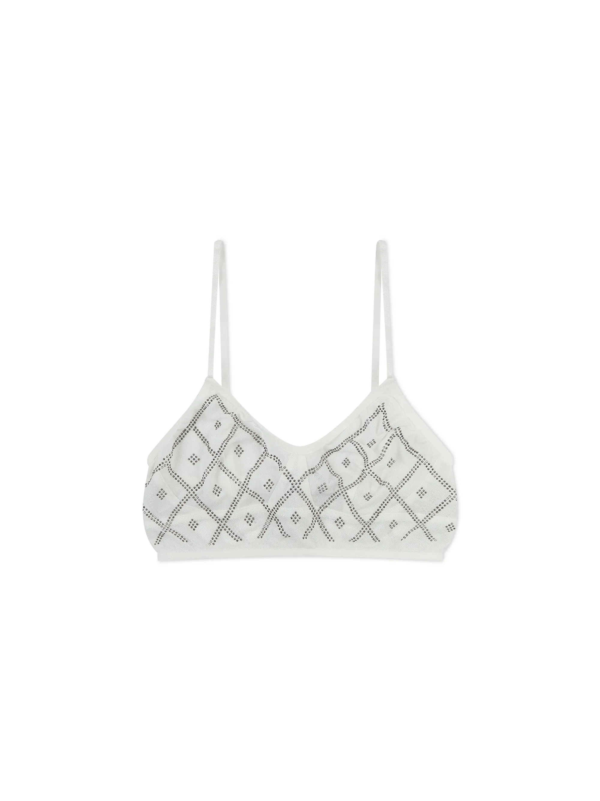 'LIZA' RHINESTONE MESH BRALETTE WHITE