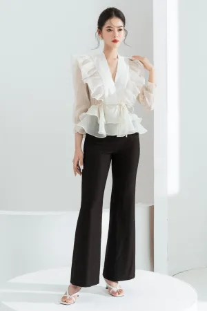 Luna Flared Polycotton Ankle Length Pants