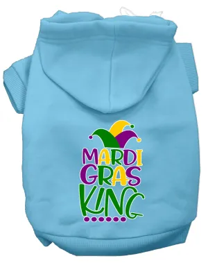 Mardi Gras King Screen Print Mardi Gras Dog Hoodie Baby Blue Xxxl