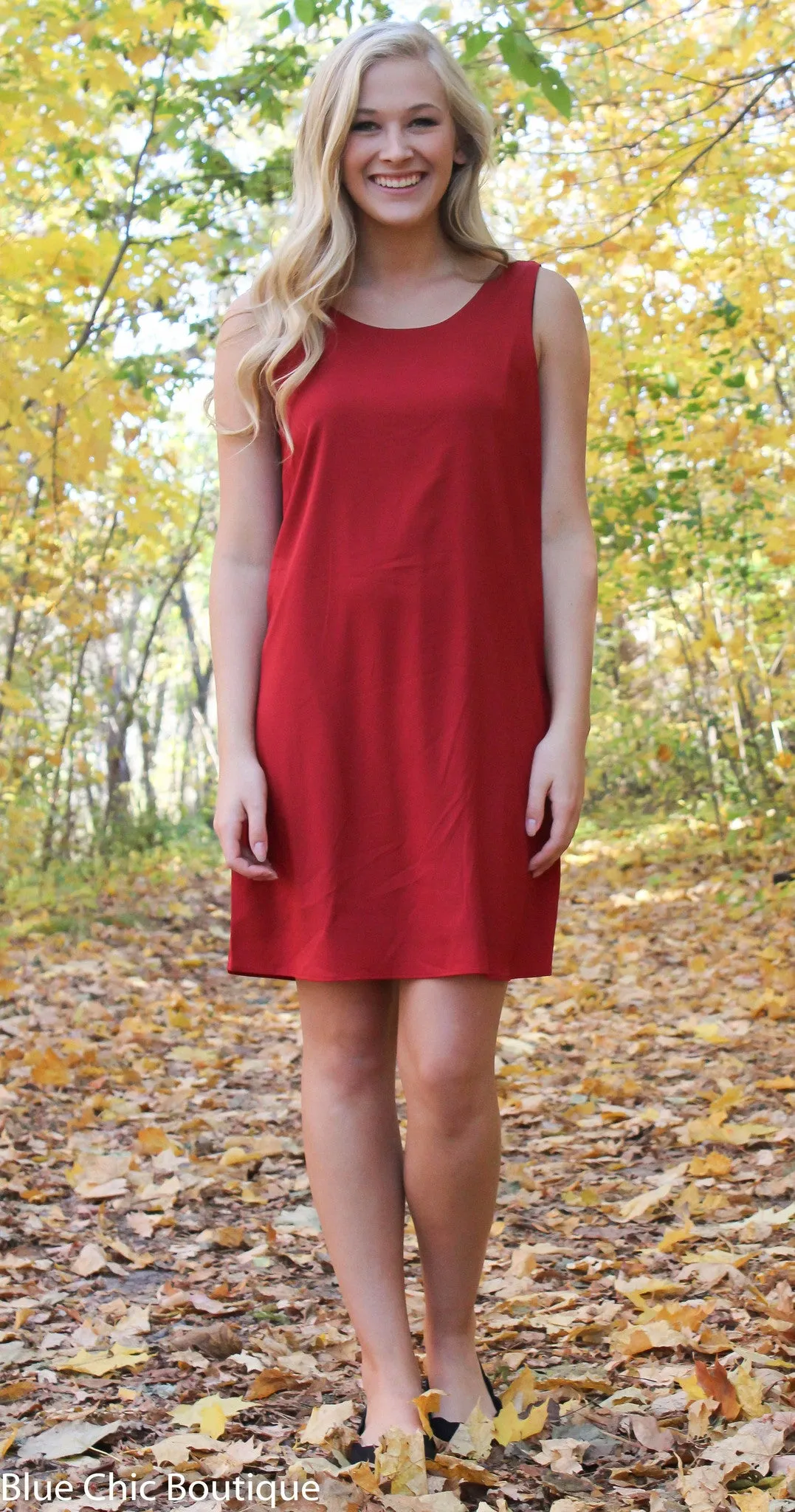 Maroon and Black Bow Back Tunic Dress