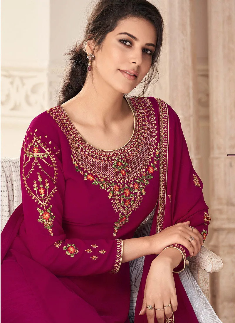 Maroon Embroidered Pakistani Salwar Kameez