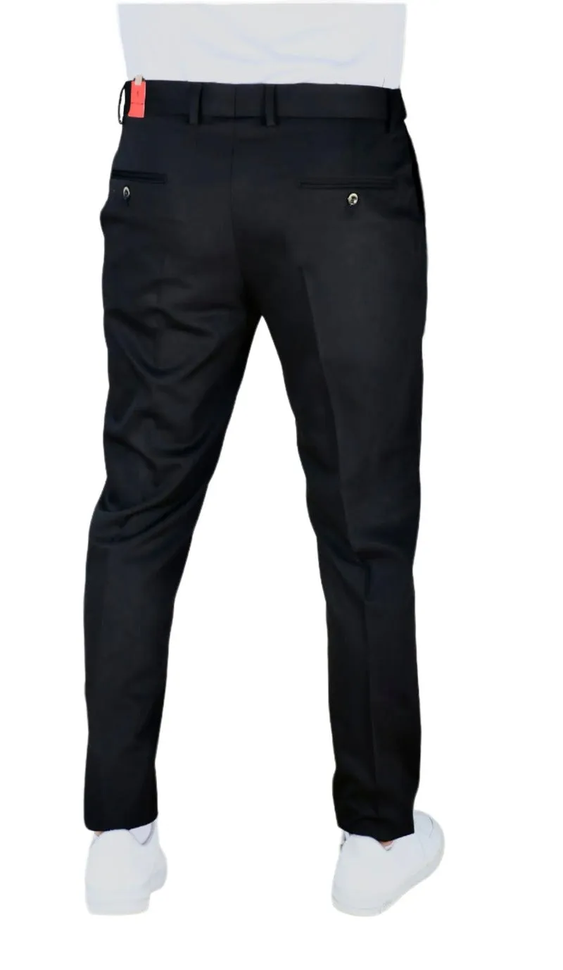 Men's Black Skinny Fit Dress Pants Flat Front Stretch Material