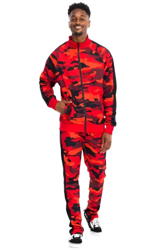 Mens Full Camo Stripe Jacket And Pant Set