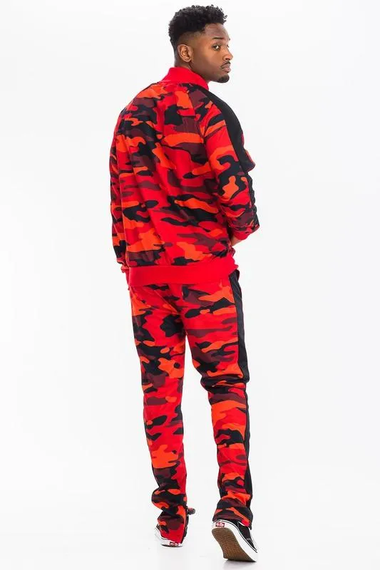 Mens Full Camo Stripe Jacket And Pant Set