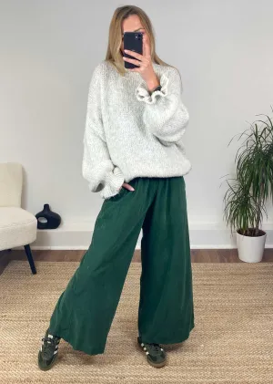 Misty Cord Wide Leg Pants in Green