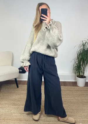 Misty Cord Wide Leg Pants in Slate Grey