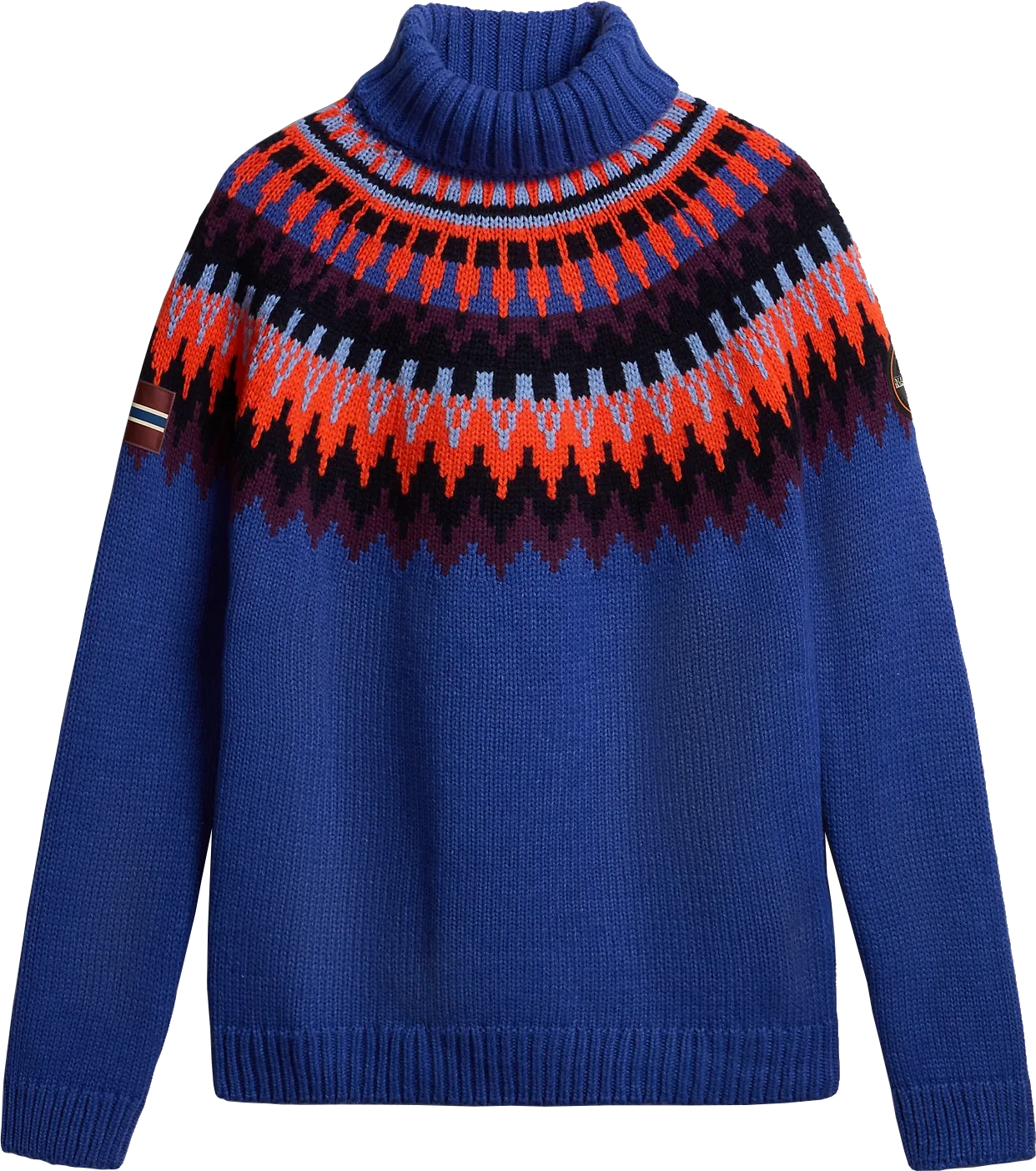 Napapijri Men&#x27;s Nathaniel Turtleneck Jumper Blue Jacquard | Buy Napapijri Men&#x27;s Nathaniel Turtleneck Jumper Blue Jacquard here | Outnorth