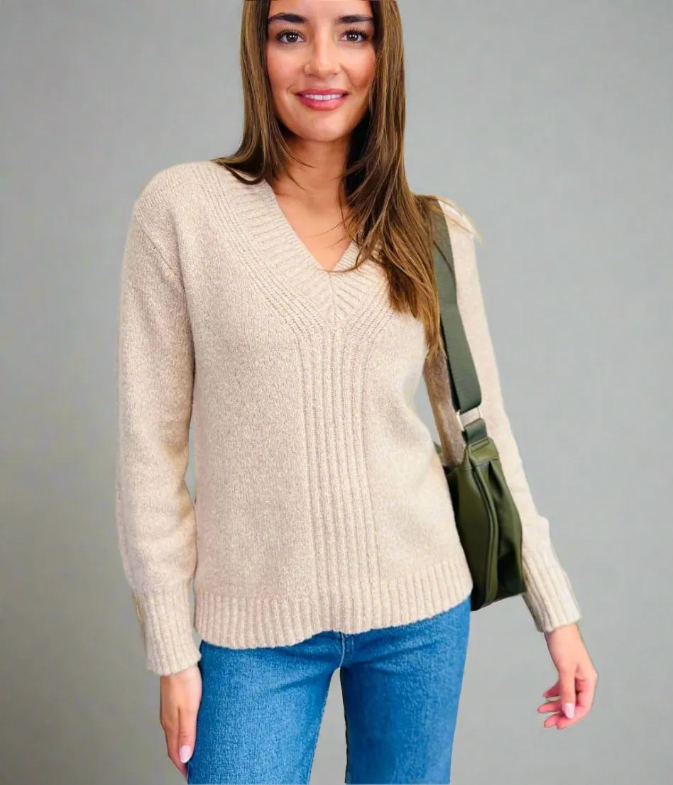 Natural Sparkle V Neck Jumper