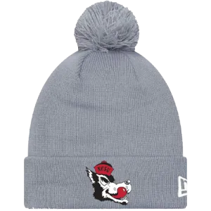 NC State Wolfpack New Era Grey Slobbering Wolf Knitted Cuff Pom Beanie