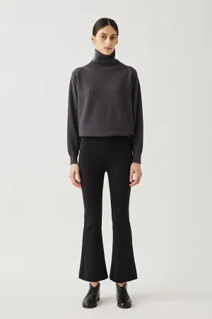 Neoprene Flared Crop Pants in Black