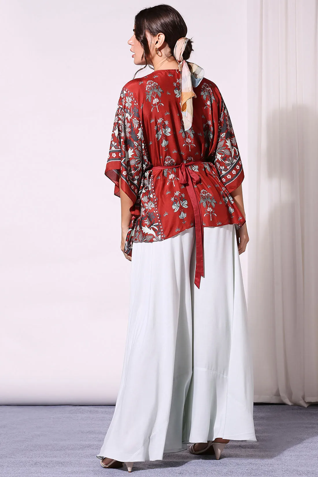 Night Floral Printed Kaftaan And Flared Pants