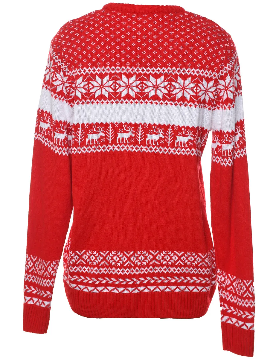 Nordic Design Red & White Christmas Jumper - S