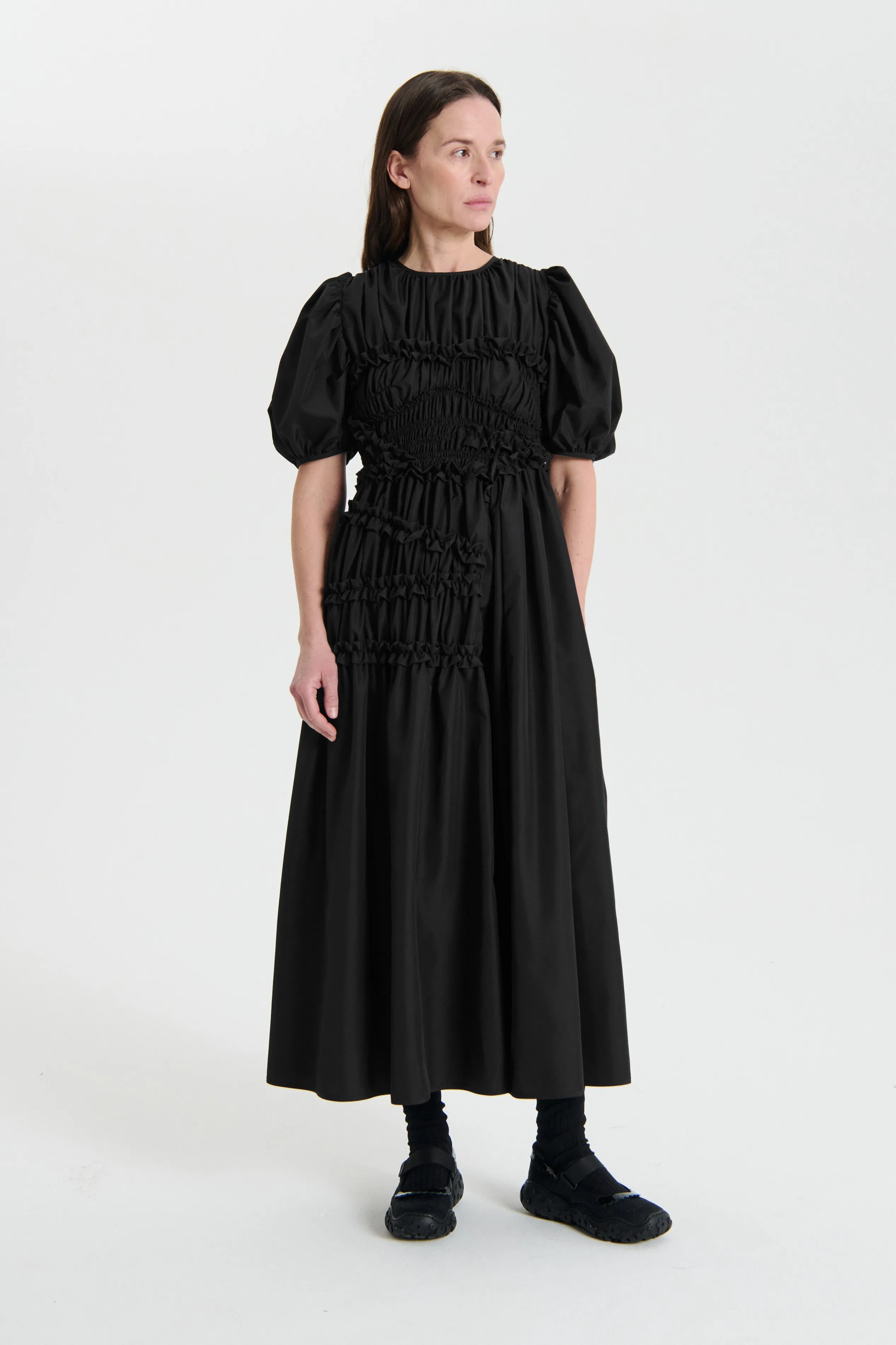 OMARA | DRESS RECYCLED FAILLE BLACK