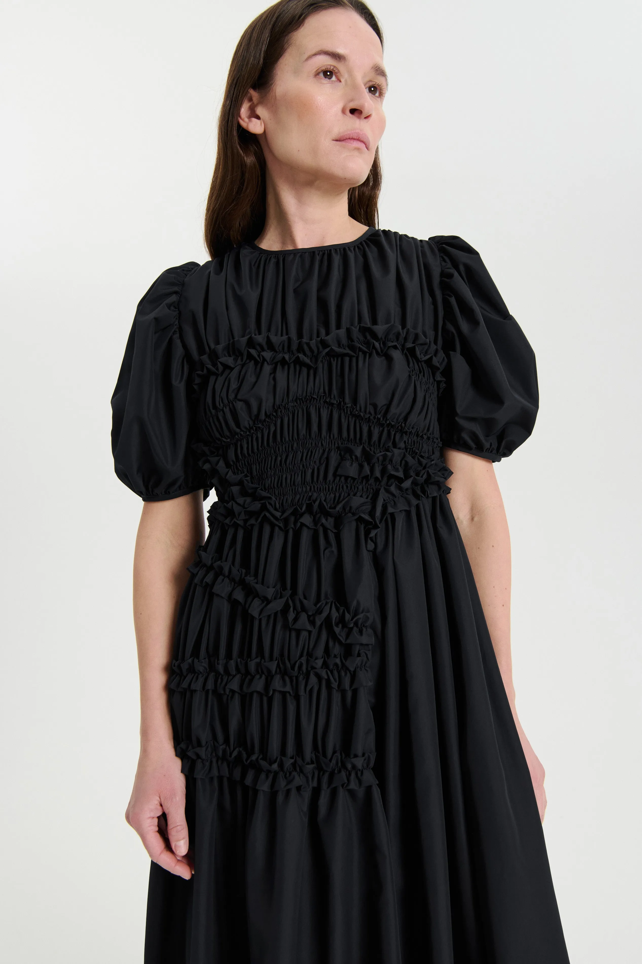 OMARA | DRESS RECYCLED FAILLE BLACK