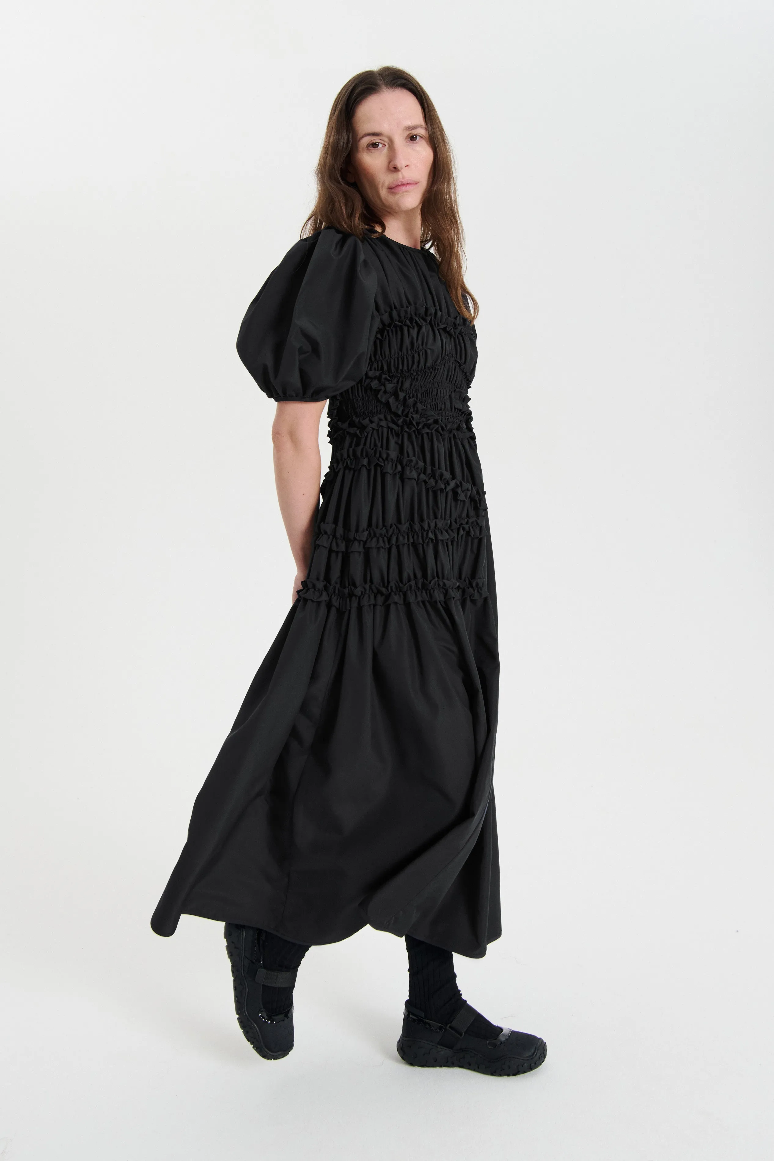 OMARA | DRESS RECYCLED FAILLE BLACK