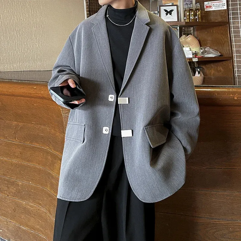 Oversized Solid Polyester Loose Blazer