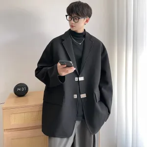 Oversized Solid Polyester Loose Blazer