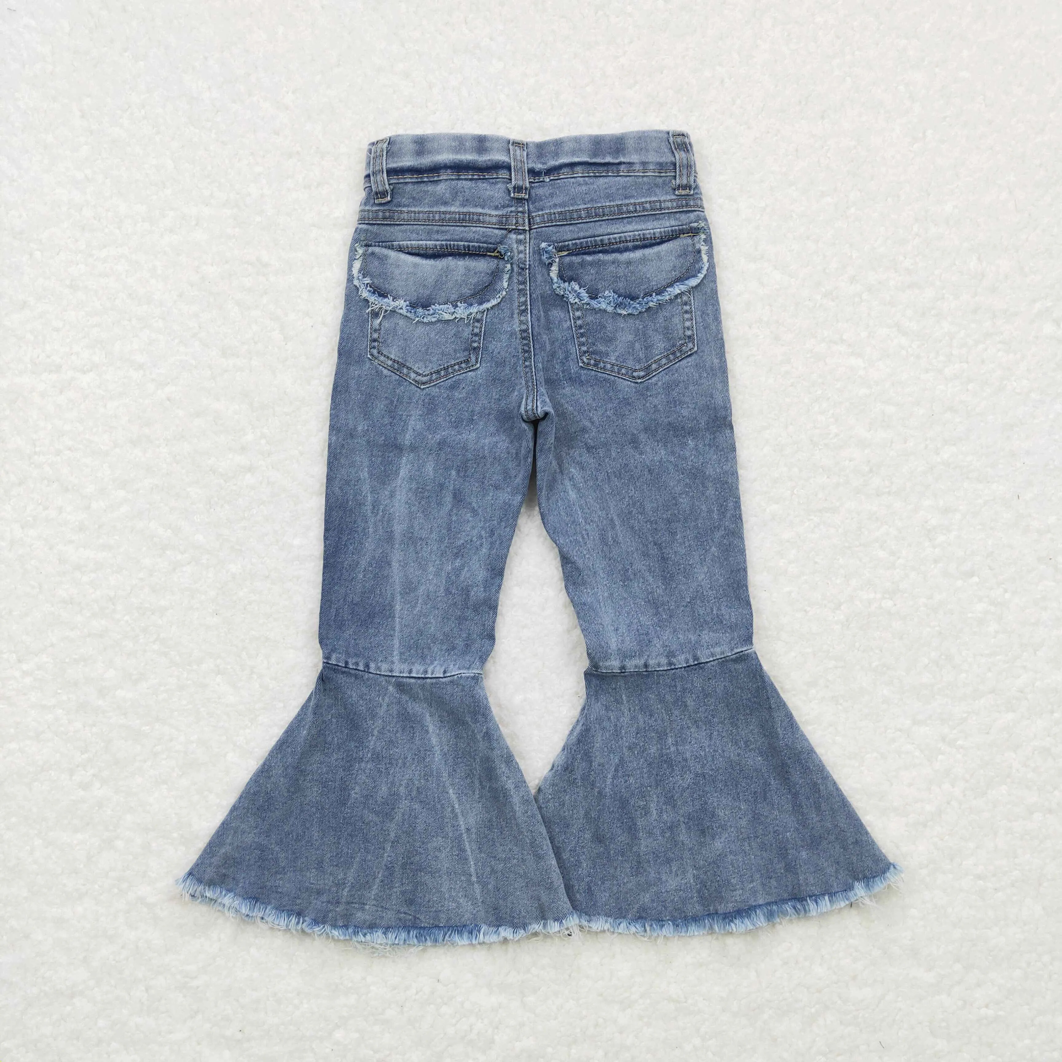 P0325  girls Light colored flared denim trousers