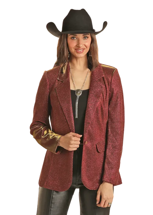 Panhandle Slim® Women's Burgundy Rock N Roll Cowgirl Iridescent Blazer