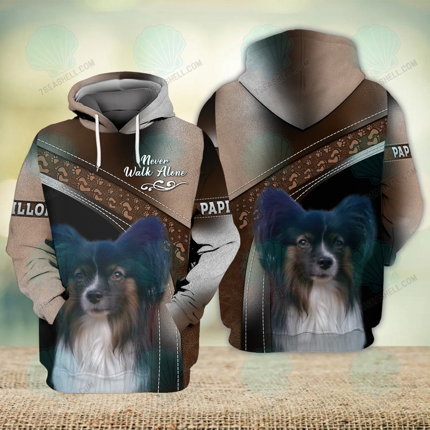 Papillon Love Never Walk Alone 3D Full Print Shirts, Christmas Dog Memorial Gifts for loss of Dog