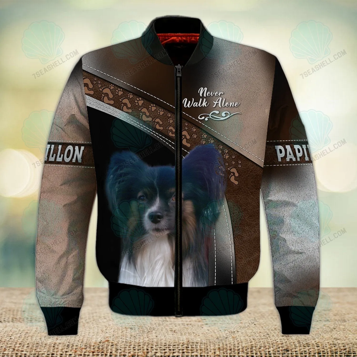 Papillon Love Never Walk Alone 3D Full Print Shirts, Christmas Dog Memorial Gifts for loss of Dog