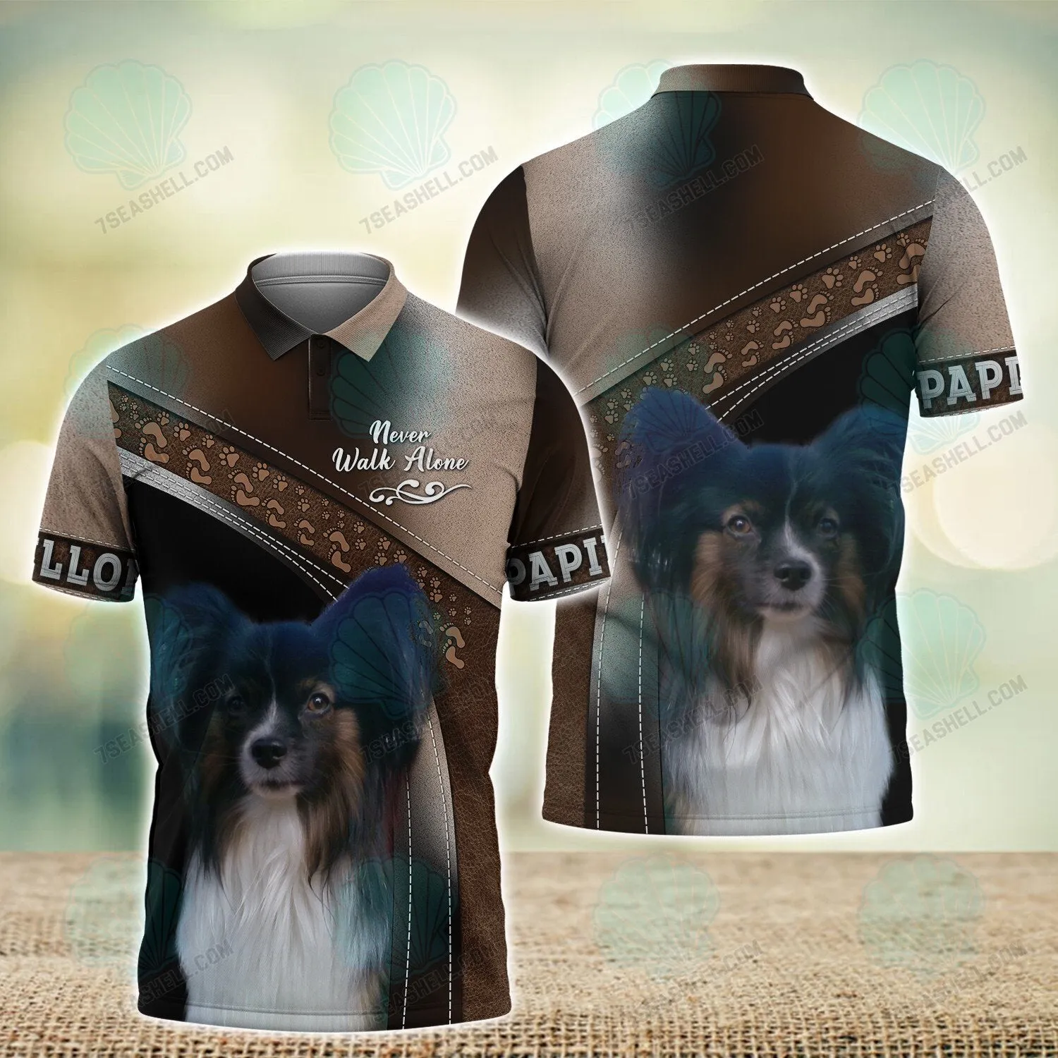 Papillon Love Never Walk Alone 3D Full Print Shirts, Christmas Dog Memorial Gifts for loss of Dog