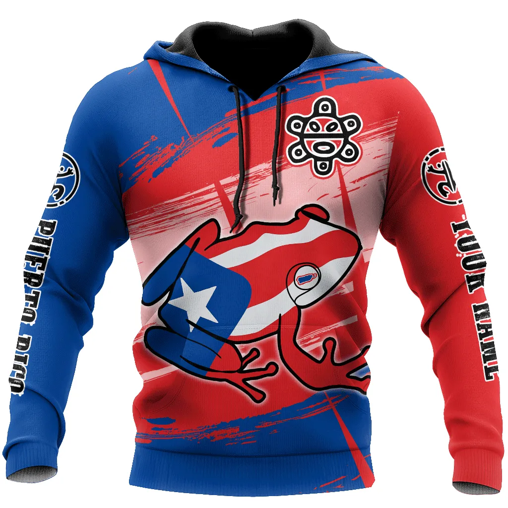 Personalized Name Puerto Rico Any Style Coqui Frog 3D All Over Printed Hoodie Shirts