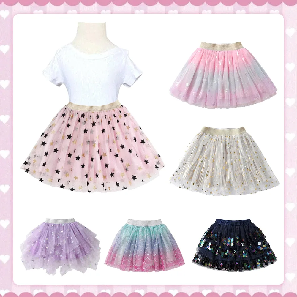 Pink Multi Feathered Tulle Skirt 3T-8T