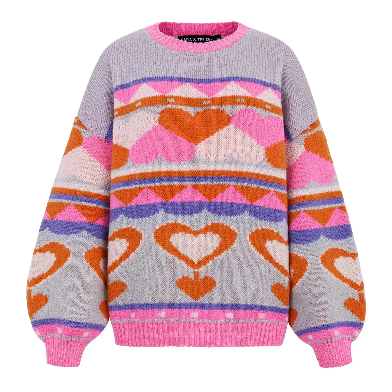 Poppy heart balloon sleeve jumper