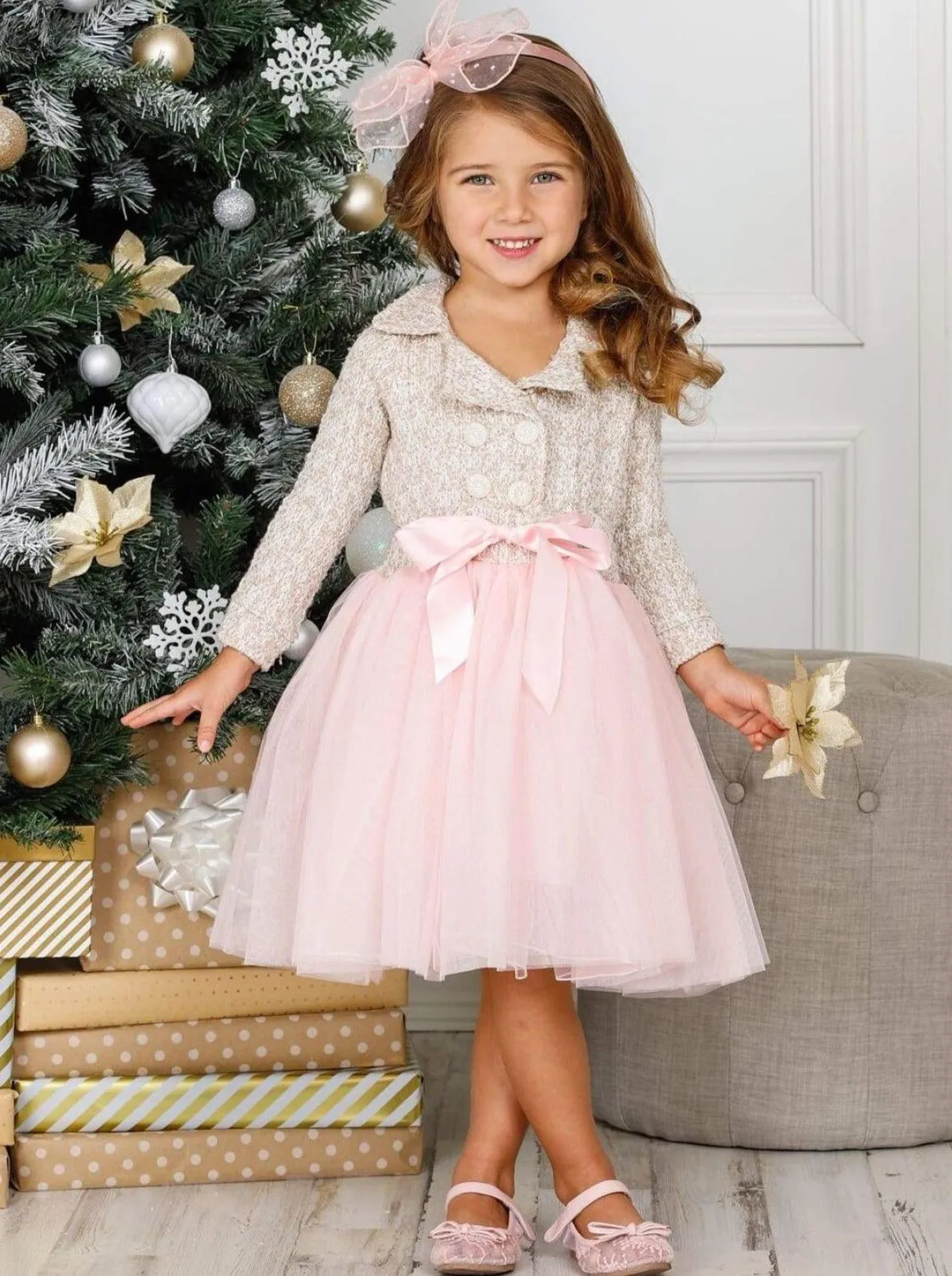 Pretty Pearlescent Tweed Blazer Tutu Dress