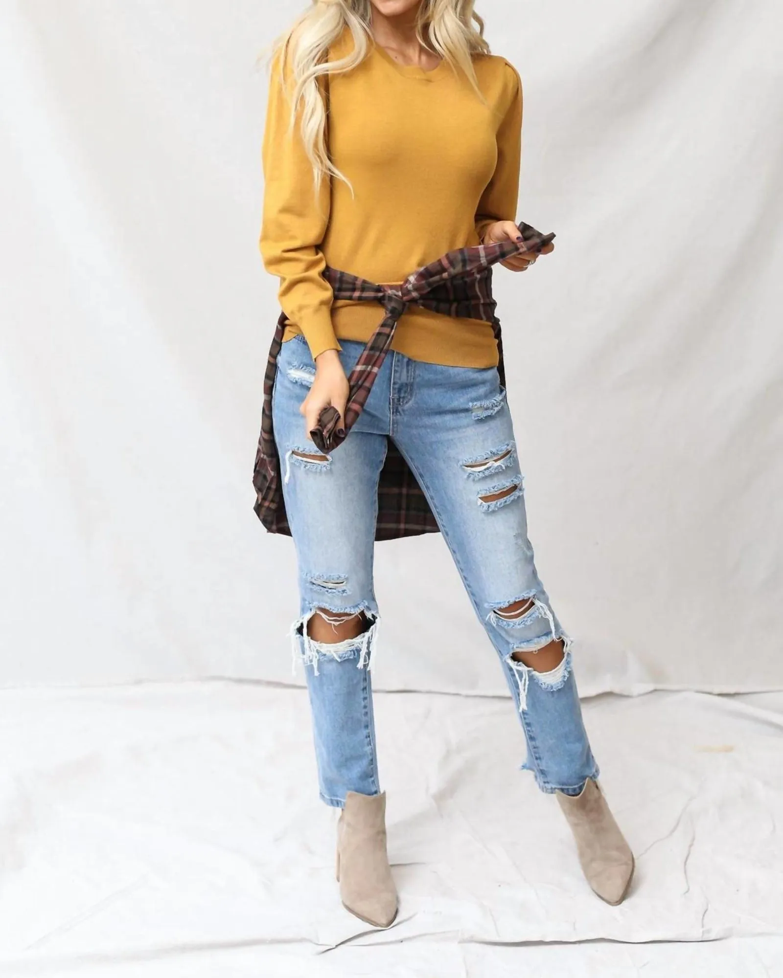 Puff Sleeve Sweater in Mustard | Mustard