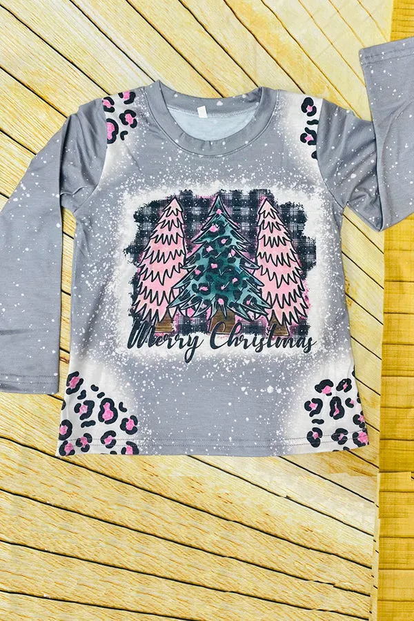 "merry christmas" tree print long sleeve t-shirt DLH2596