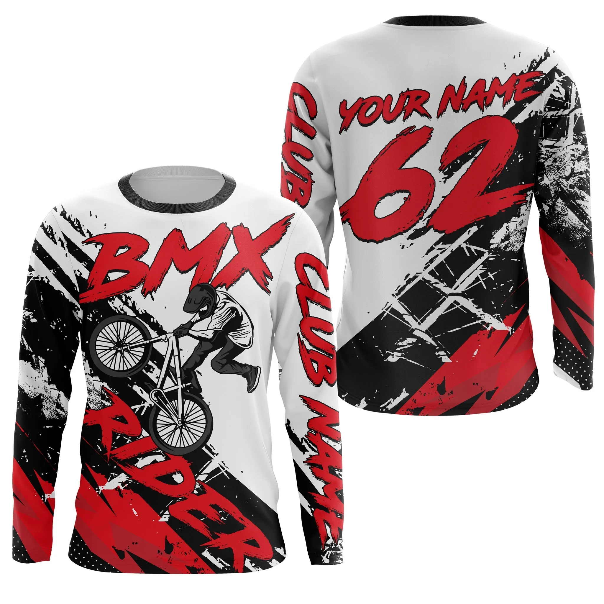 Red BMX Rider Jerseys Off-Road Bike 3D Long Sleeve Shirt Cycling Gear BMX Bicycle Motocross Clothes