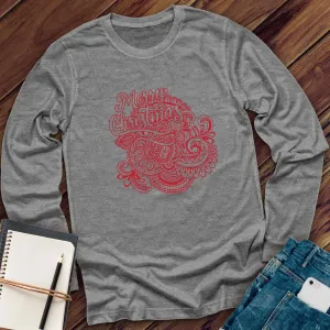 Red Merry Christmas Mandala Long Sleeve